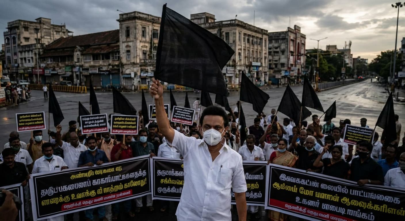 MK Stalin's Black Flag Protest in Tamil Nadu