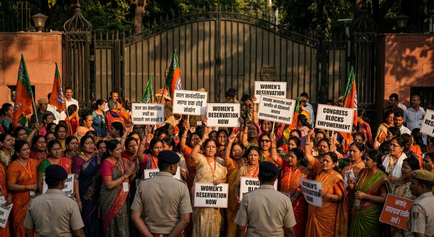 BJP Women Protest at Rahul Gandhi's Home