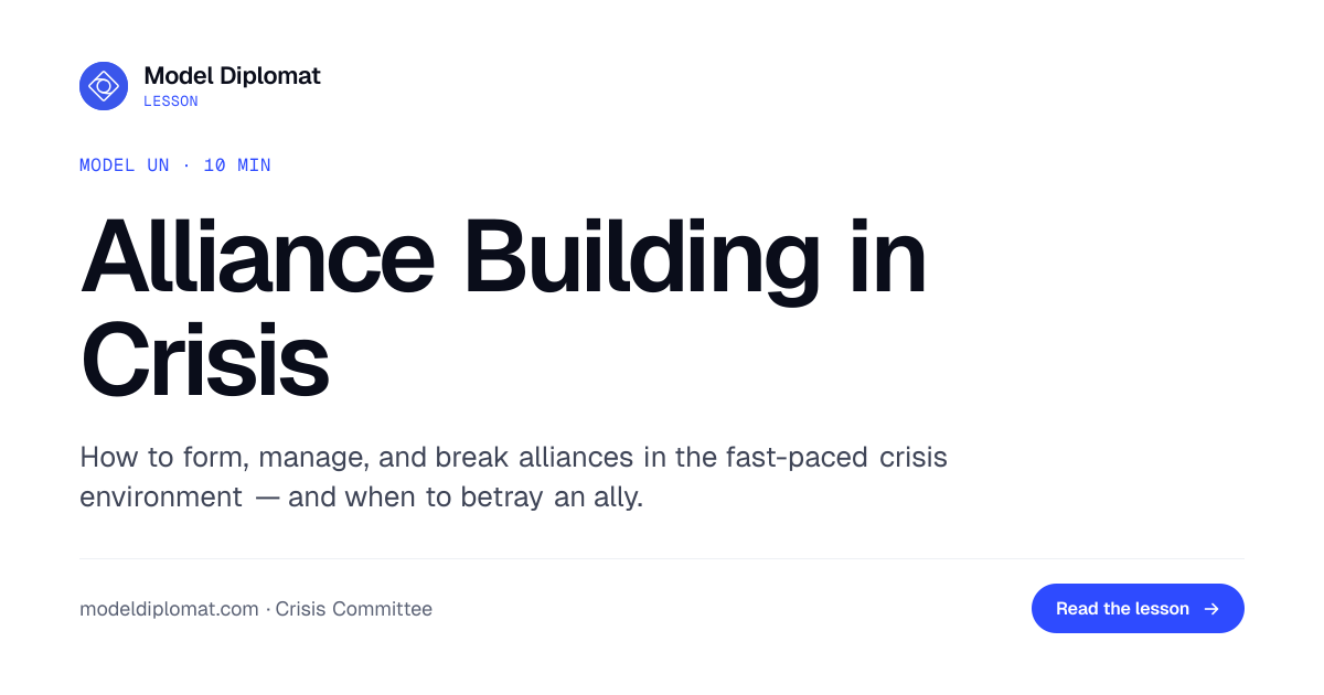 Alliance Building in Crisis Committee | Model Diplomat