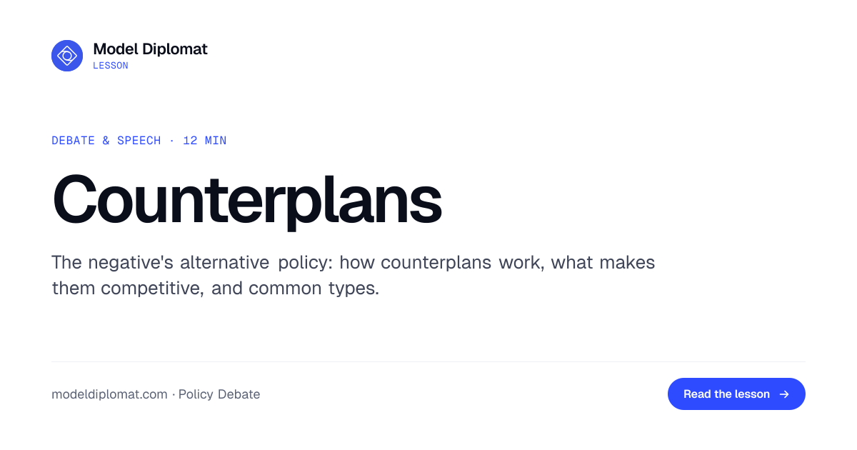 Counterplans: The Negative's Alternative Policy