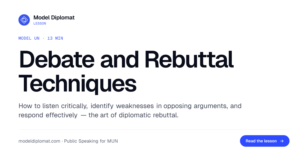Debate and Rebuttal Techniques for MUN Delegates