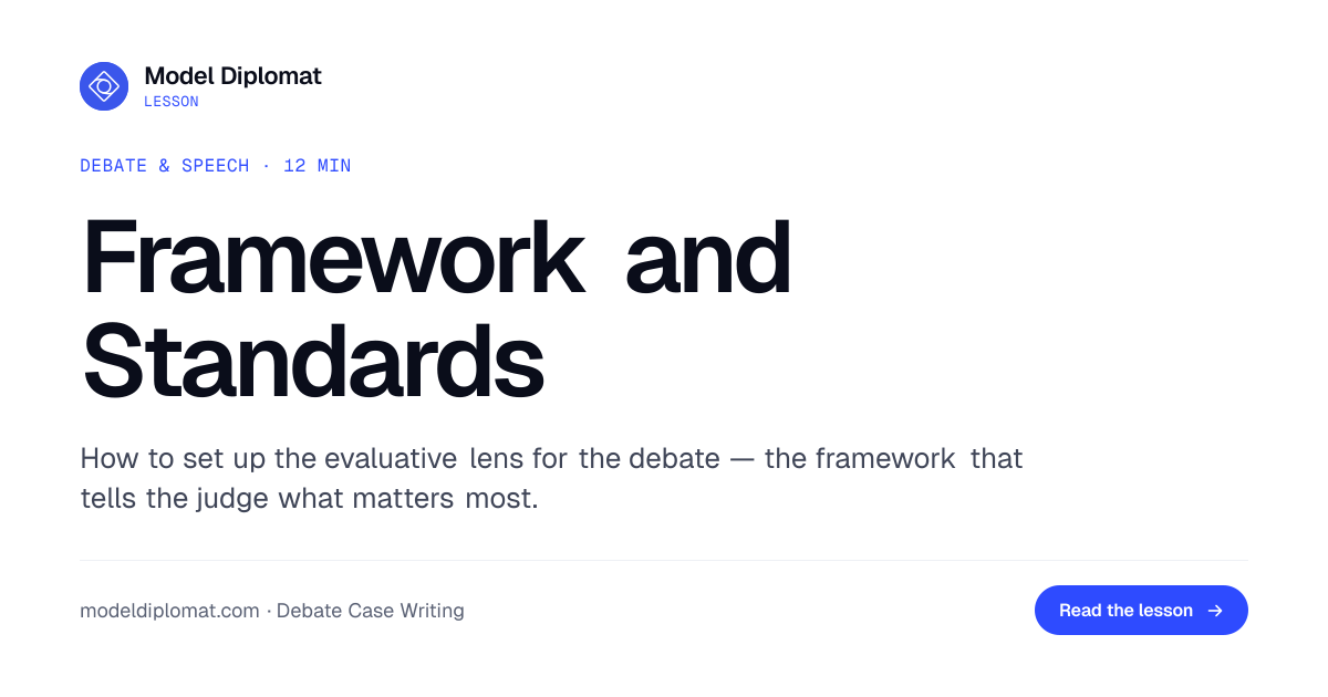 Framework and Standards: Setting the Judge's Lens