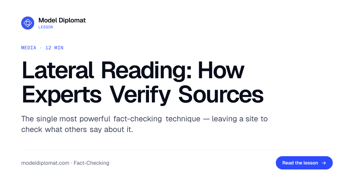 Lateral Reading: How Experts Verify Sources | Model Diplomat