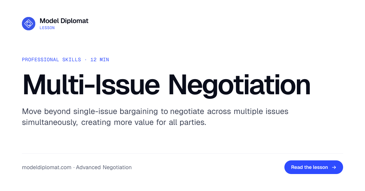 Multi-Issue Negotiation | Model Diplomat