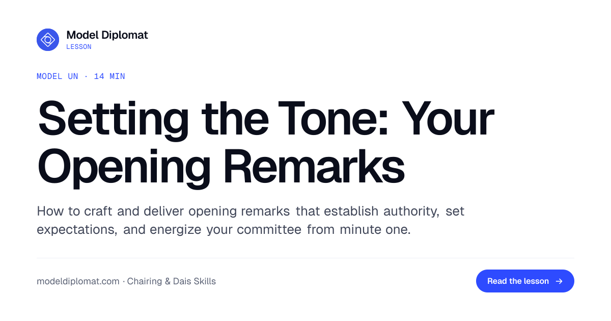 Setting the Tone With Opening Remarks | Model Diplomat