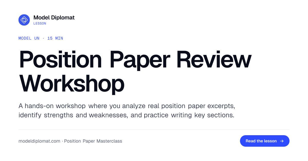 Position Paper Review Workshop | Model Diplomat