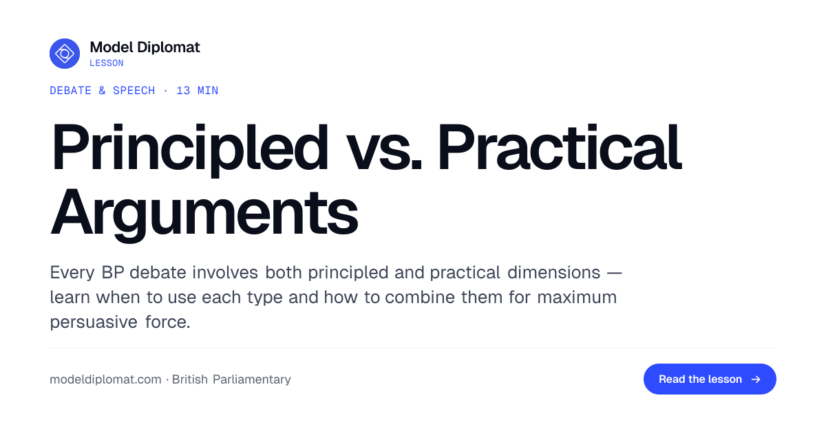 Principled vs Practical Arguments in BP Debate