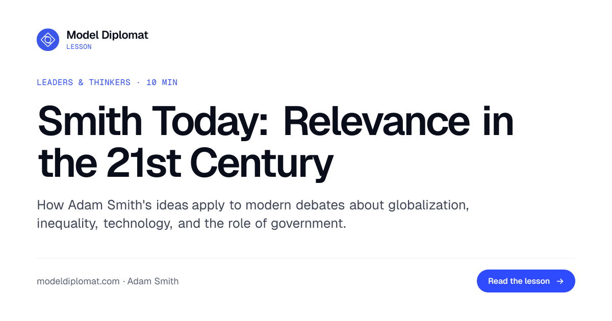 Adam Smith Today: 21st Century Relevance | Model Diplomat