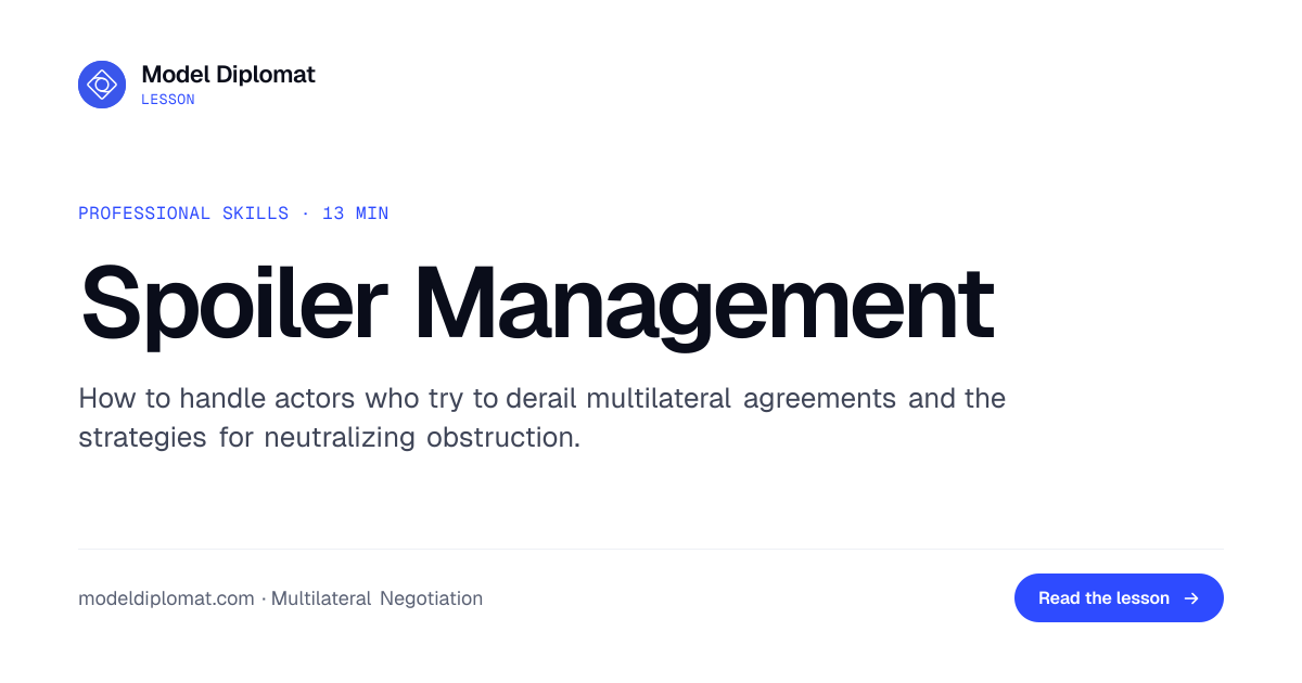 Spoiler Management in Multilateral Talks | Model Diplomat