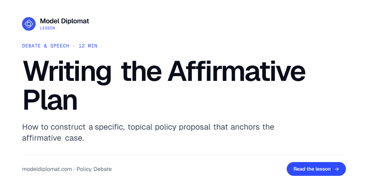 Writing the Affirmative Plan | Model Diplomat