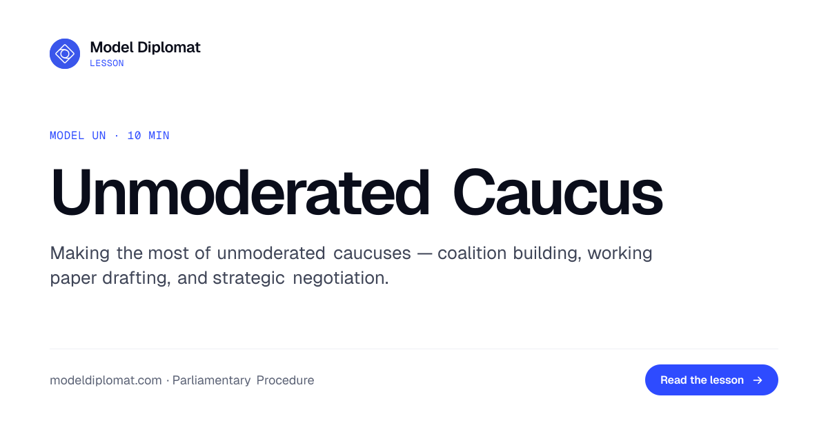 Mastering the Unmoderated Caucus in MUN Committee