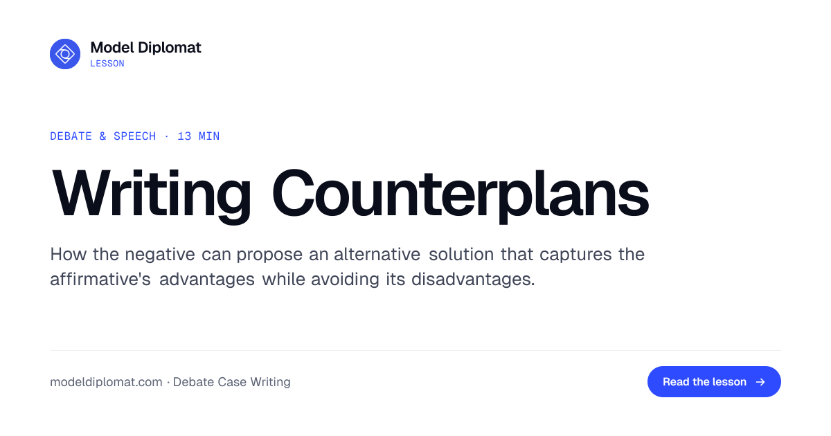 Writing Counterplans: The Negative's Alternative